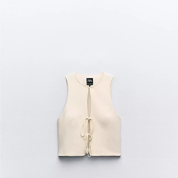 Zara Tops - Zara Cream Tie-Front Crop Top
